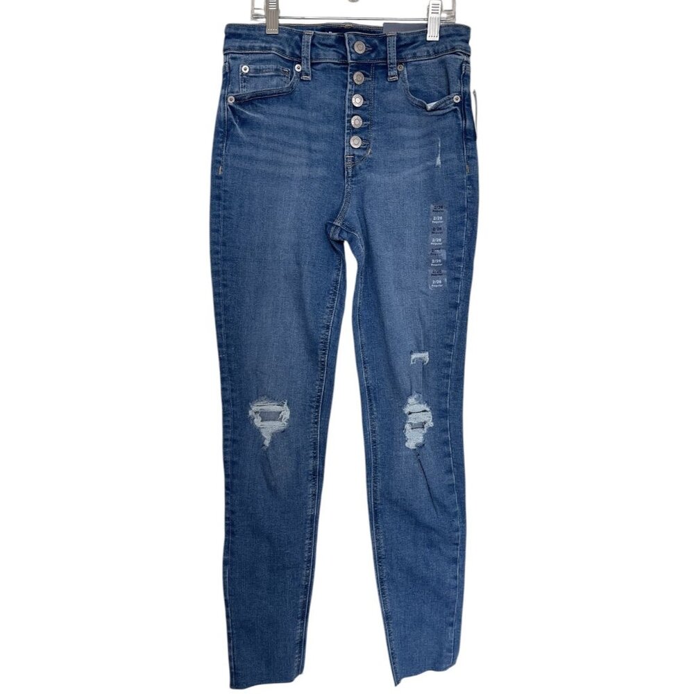GAP Jeans Womens Size 2 26 High Rise Super Skinny Universal Leggging‎ Distressed